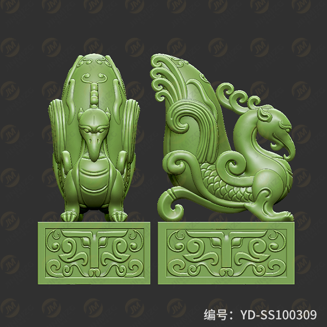 【朱雀印章】玉雕機(jī)立面浮雕圖紙YD-SS100309